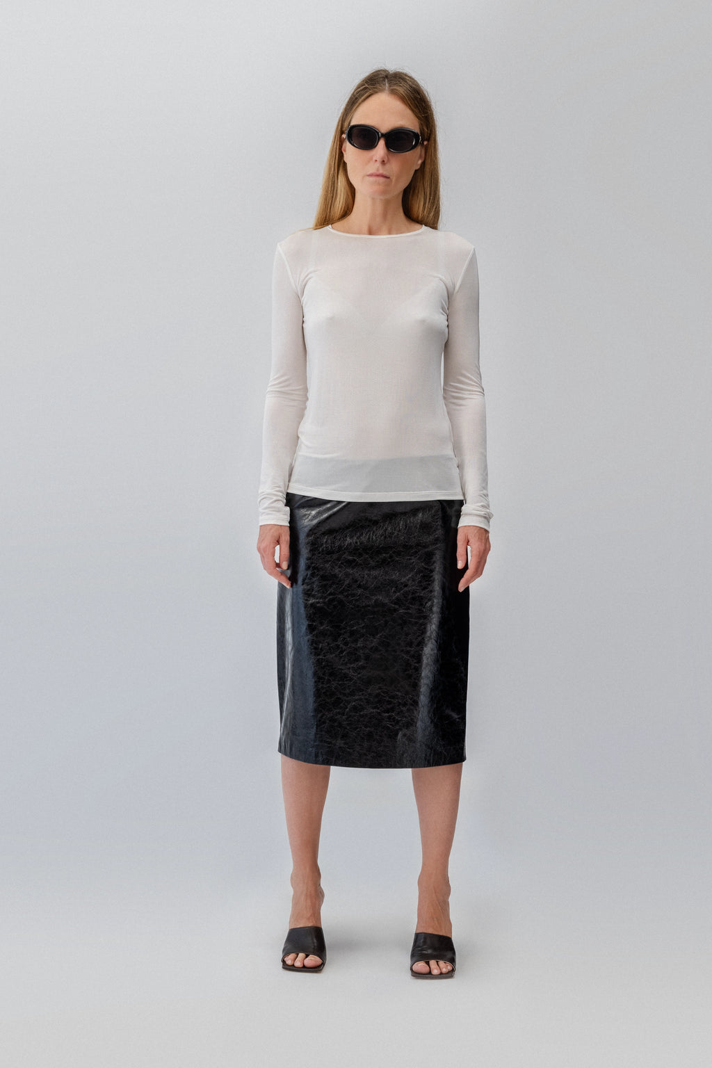Shiny Leather Skirt Back