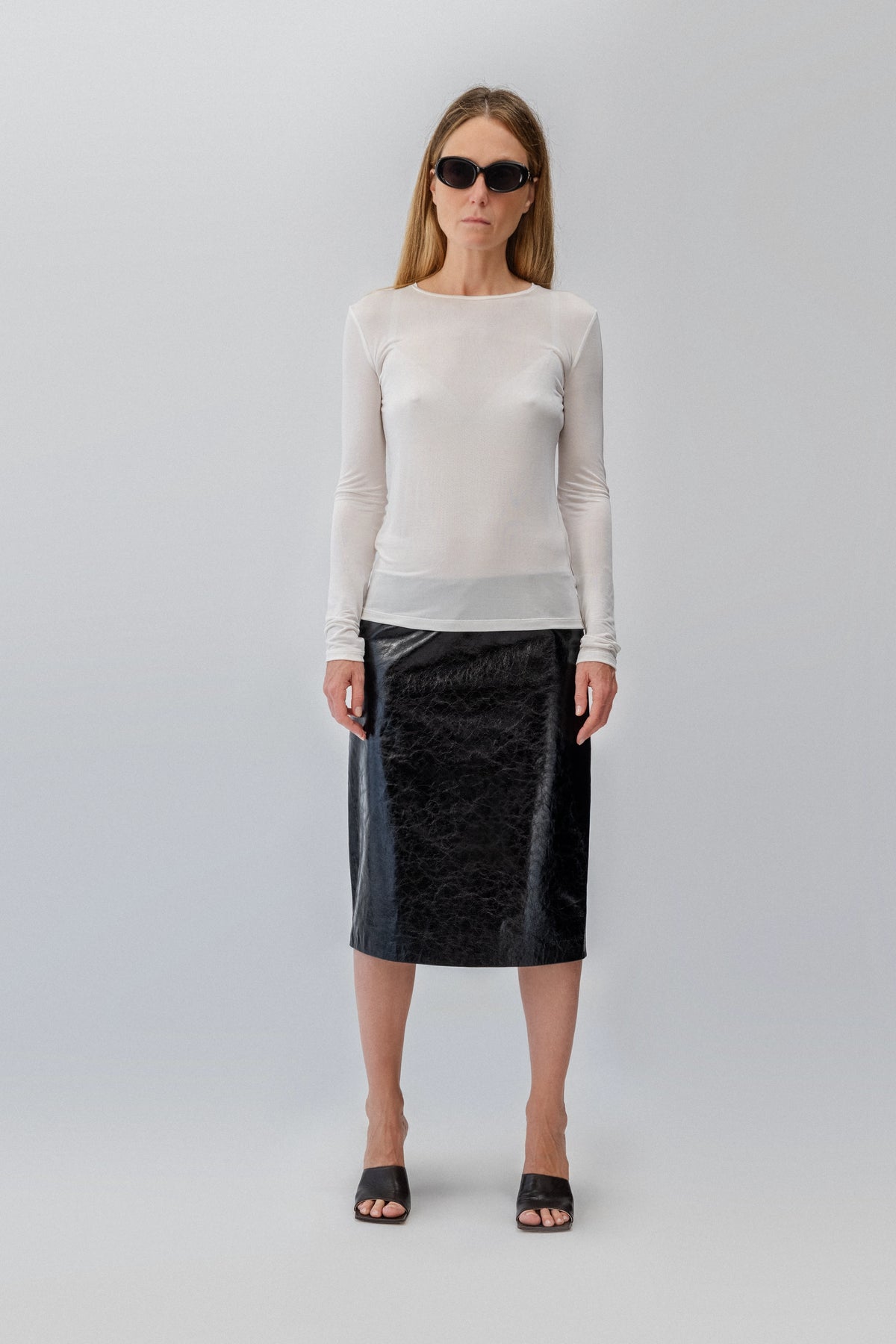 Shiny Leather Skirt Back