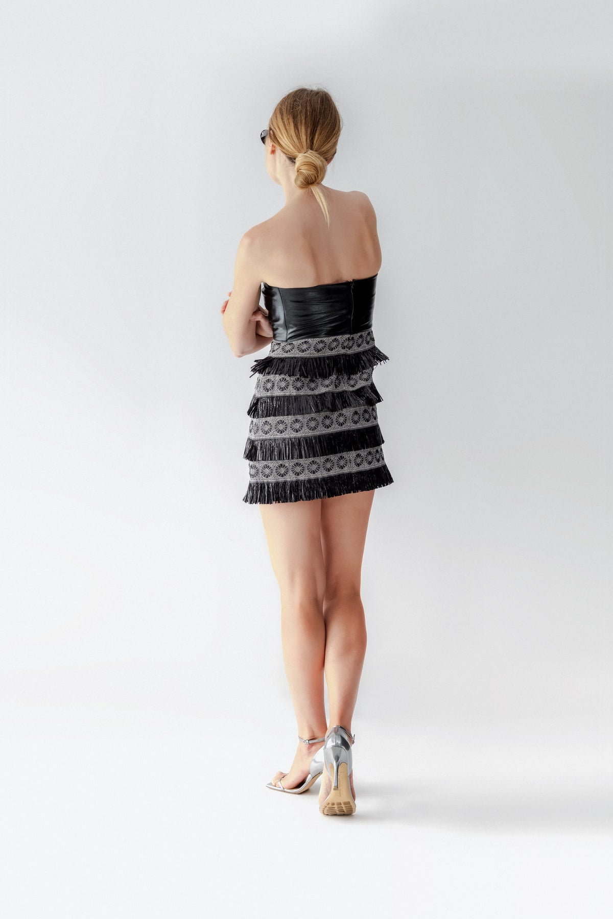 Leather Strapless Evening Dress