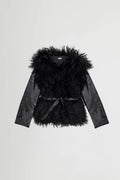 Shearling Jacket with Leather Sleeves