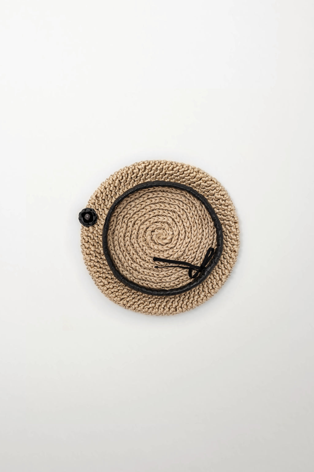 Silk Beret with Black Rose