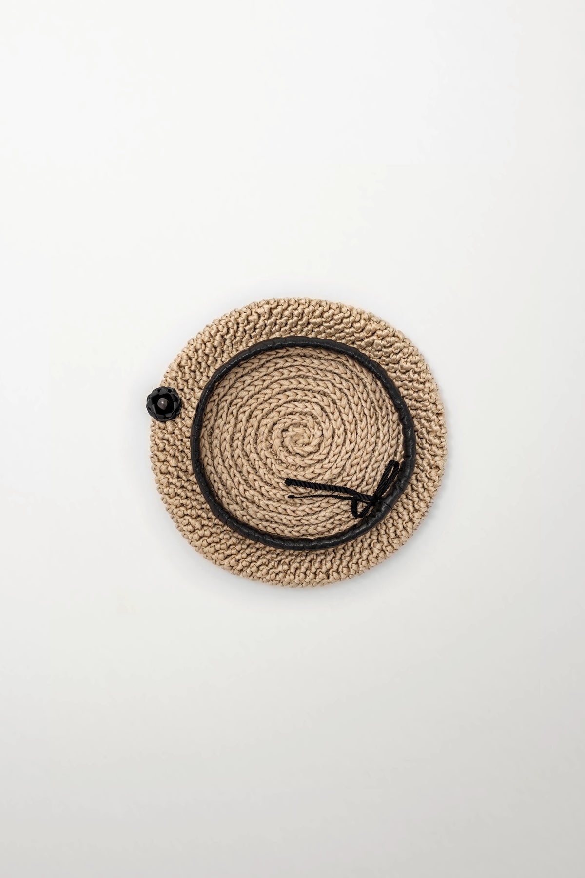 Silk Beret with Black Rose