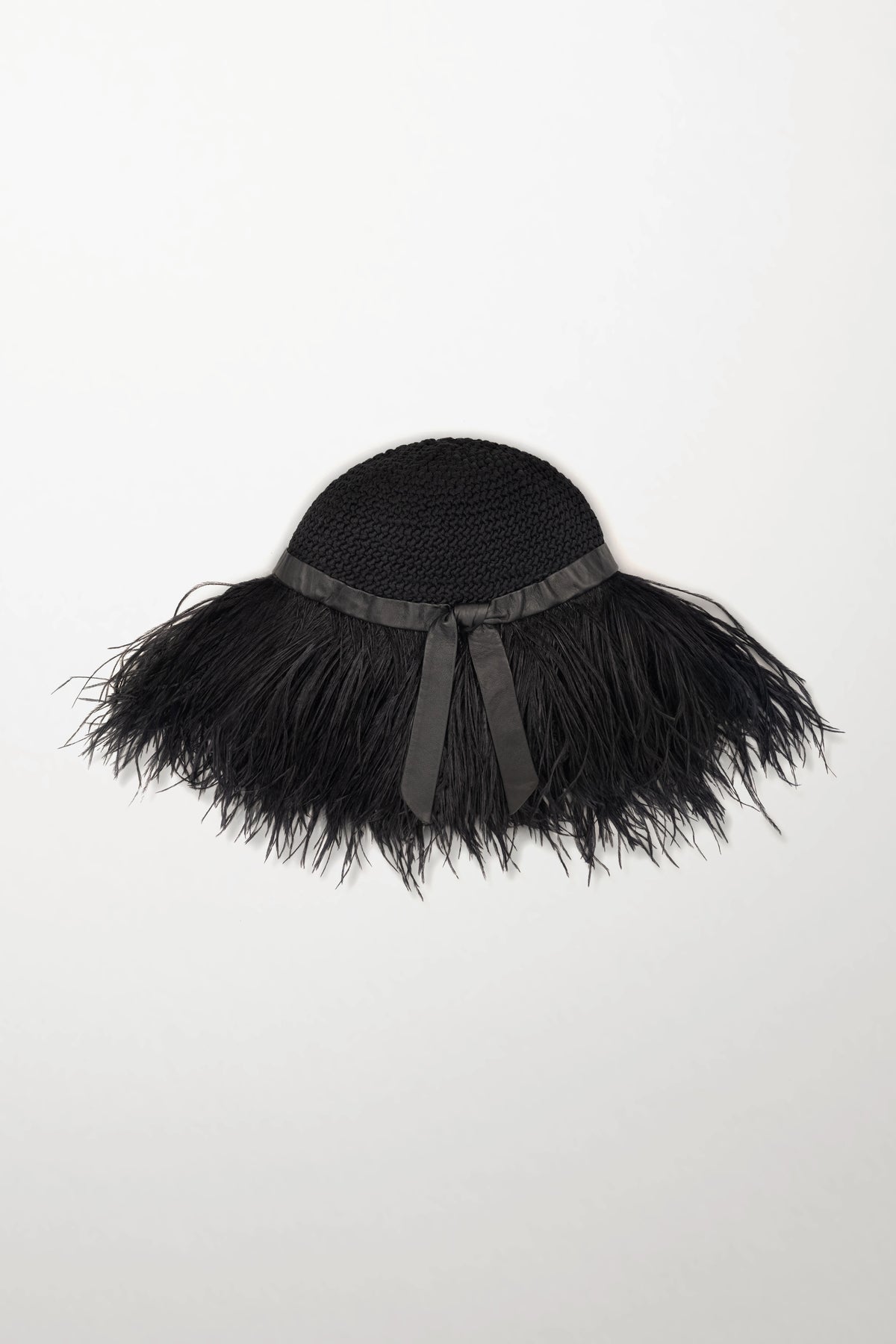 Wide-Brim Hat with Feathers