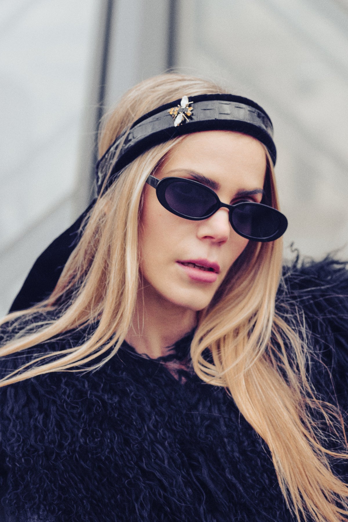 Crocodile Print Leather Bee Headband
